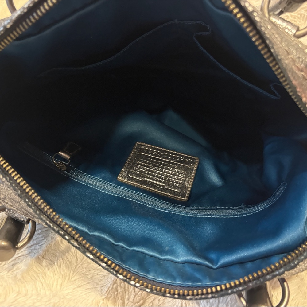 Vintage Coach 🩶Limited Edition Kristin Gray Metallic Silver Studded Handbag RARE - Picture 15 of 16
